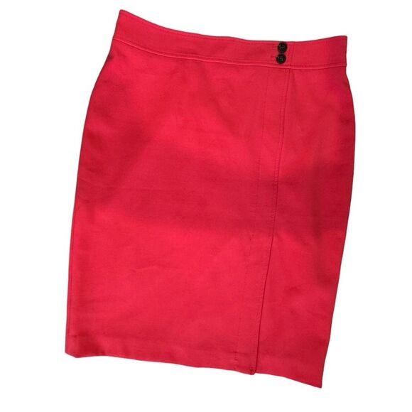 Ann Taylor Watermelon Red Pencil skirt Size 10 Button Detail Office Career - Picture 1 of 7